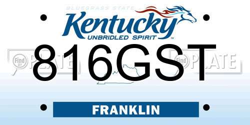 816GST Kentucky License Plate
