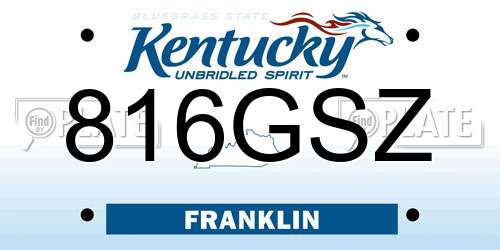 816GSZ Kentucky License Plate