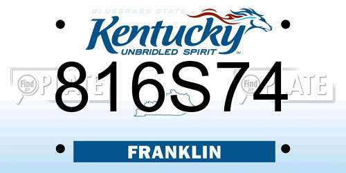 816S74 Kentucky License Plate