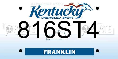816ST4 Kentucky License Plate