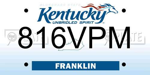 816VPM Kentucky License Plate