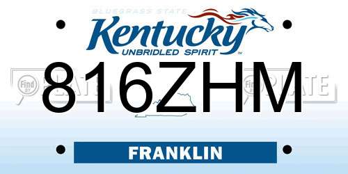 816ZHM Kentucky License Plate