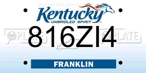 816ZI4 Kentucky License Plate