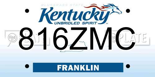 816ZMC Kentucky License Plate