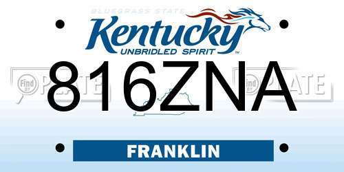 816ZNA Kentucky License Plate