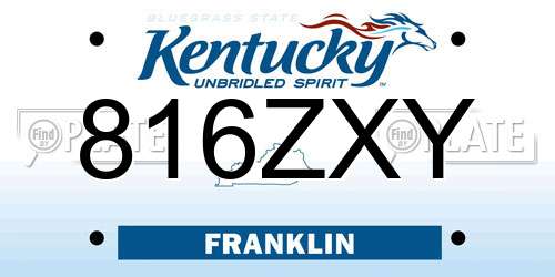 816ZXY Kentucky License Plate