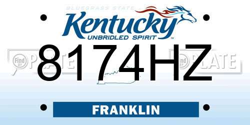 8174HZ Kentucky License Plate