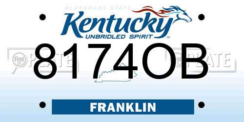 8174OB Kentucky License Plate