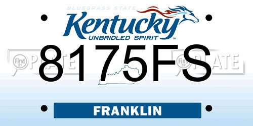 8175FS Kentucky License Plate