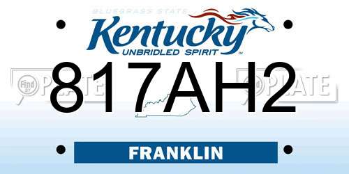 817AH2 Kentucky License Plate