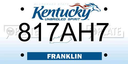 817AH7 Kentucky License Plate