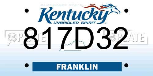 817D32 Kentucky License Plate