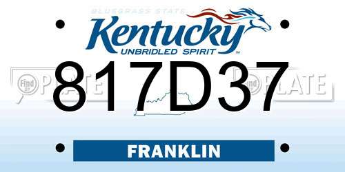 817D37 Kentucky License Plate