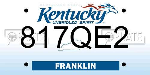 817QE2 Kentucky License Plate