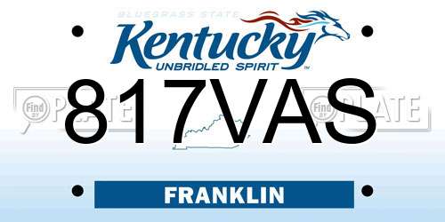 817VAS Kentucky License Plate