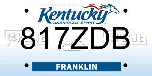 817ZDB Kentucky License Plate