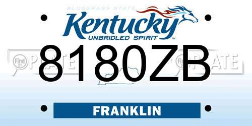 8180ZB Kentucky License Plate
