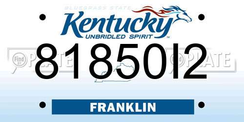 81850I2 Kentucky License Plate
