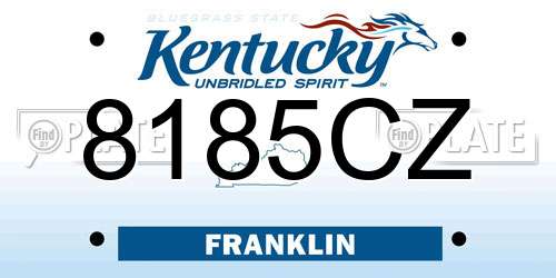 8185CZ Kentucky License Plate