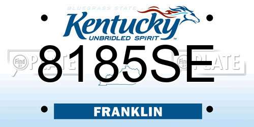 8185SE Kentucky License Plate