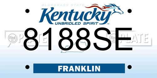 8188SE Kentucky License Plate