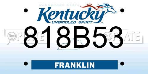 818B53 Kentucky License Plate