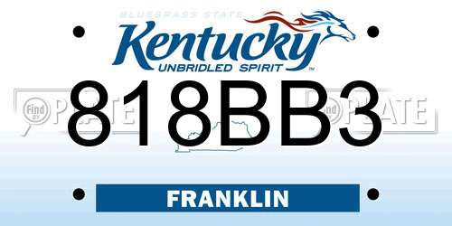 818BB3 Kentucky License Plate