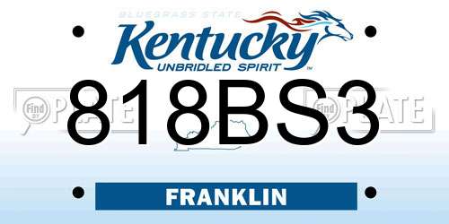 818BS3 Kentucky License Plate