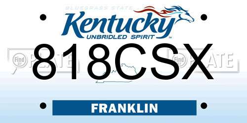 818CSX Kentucky License Plate