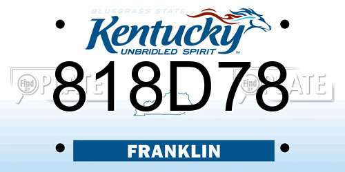 818D78 Kentucky License Plate