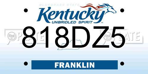 818DZ5 Kentucky License Plate