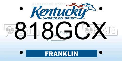 818GCX Kentucky License Plate