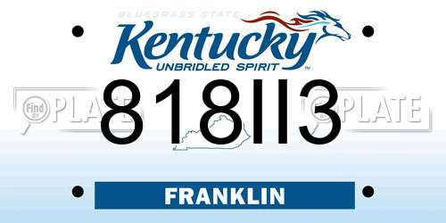 818II3 Kentucky License Plate