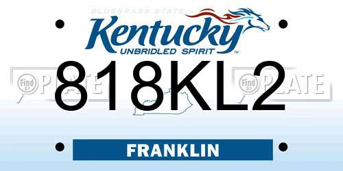 818KL2 Kentucky License Plate