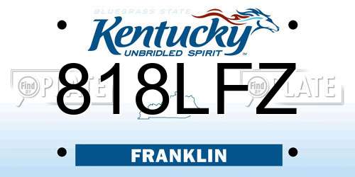 818LFZ Kentucky License Plate