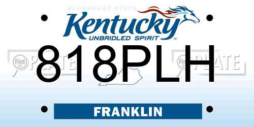 818PLH Kentucky License Plate