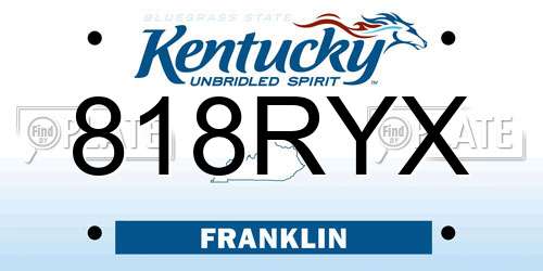 818RYX Kentucky License Plate