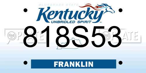 818S53 Kentucky License Plate