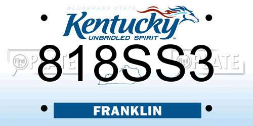 818SS3 Kentucky License Plate