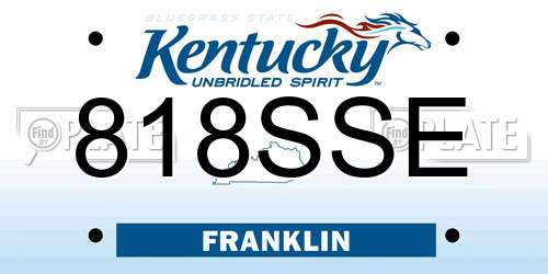 818SSE Kentucky License Plate