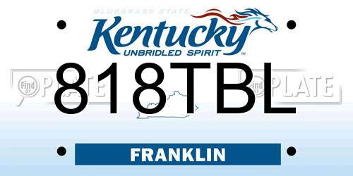 818TBL Kentucky License Plate