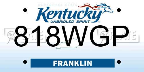 818WGP Kentucky License Plate