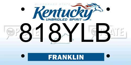 818YLB Kentucky License Plate