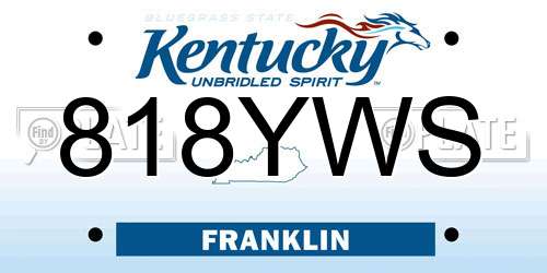 818YWS Kentucky License Plate
