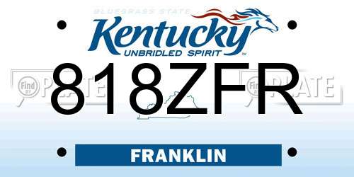 818ZFR Kentucky License Plate