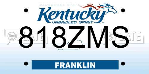 818ZMS Kentucky License Plate