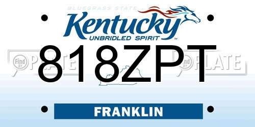 818ZPT Kentucky License Plate