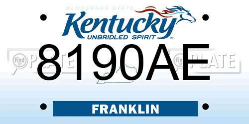 8190AE Kentucky License Plate