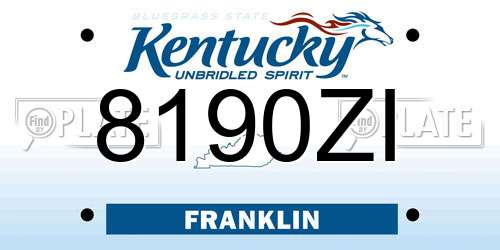 8190ZI Kentucky License Plate
