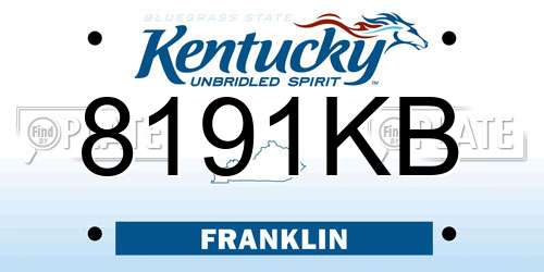 8191KB Kentucky License Plate